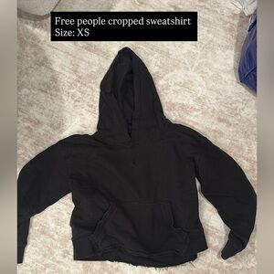 Free People Black Cropped Sweatshirt